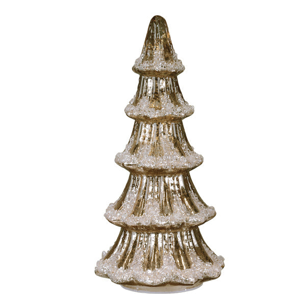 12" Lit Gold Mercury Glass Tabletop Tree Old World Christmas