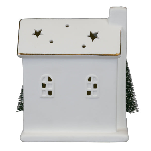 Lit Ceramic House With Trees Old World Christmas