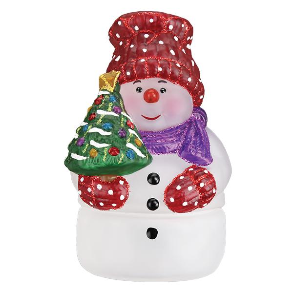 Snowman With Tree Candle Light Old World Christmas