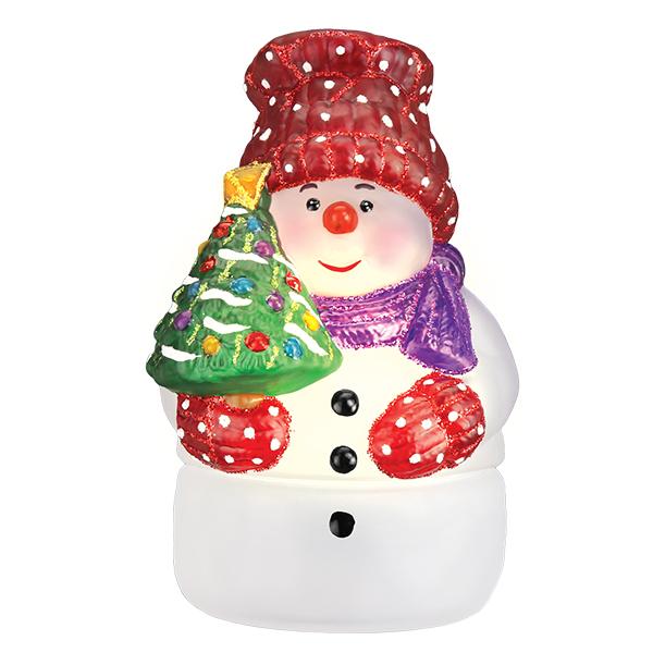 Snowman With Tree Candle Light Old World Christmas