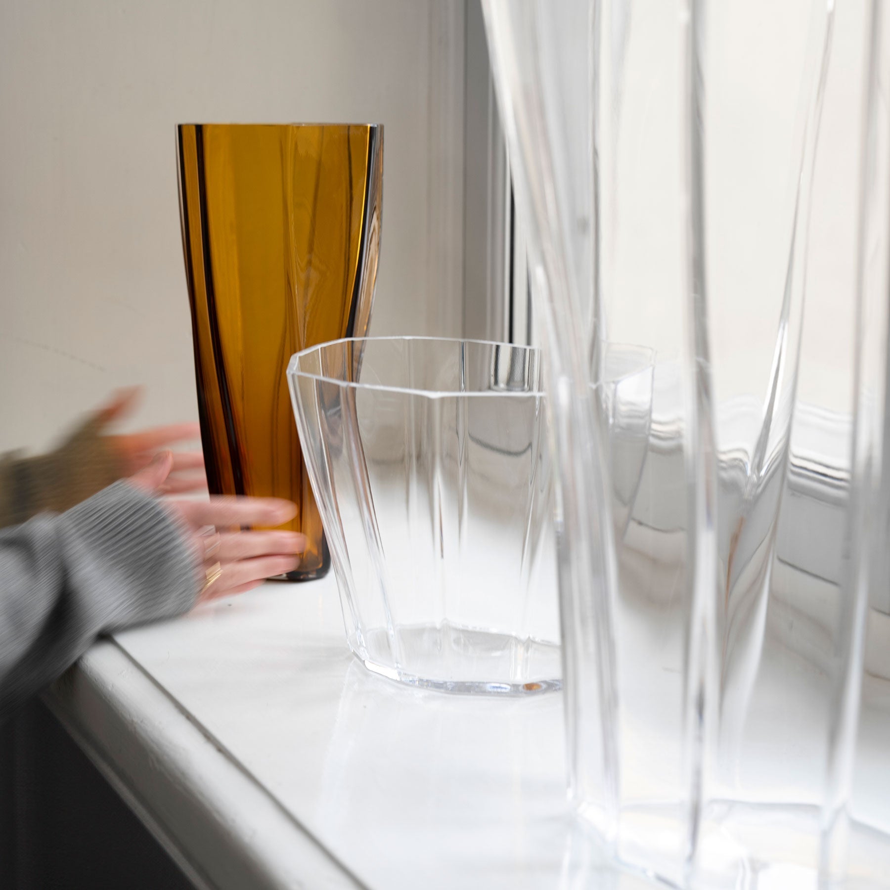 Reed Vase Clear Low Orrefors