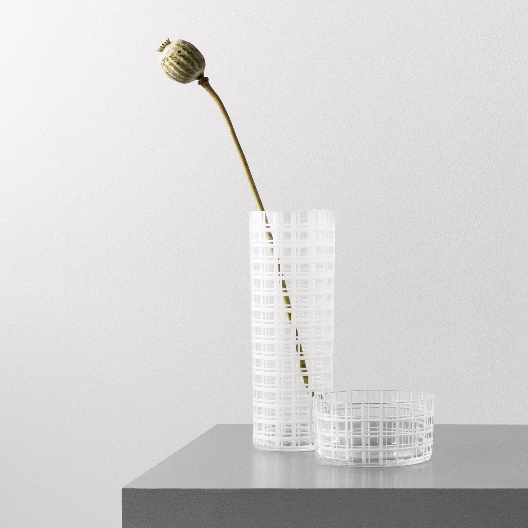 Cut In Number Checkered Vase Tall Orrefors