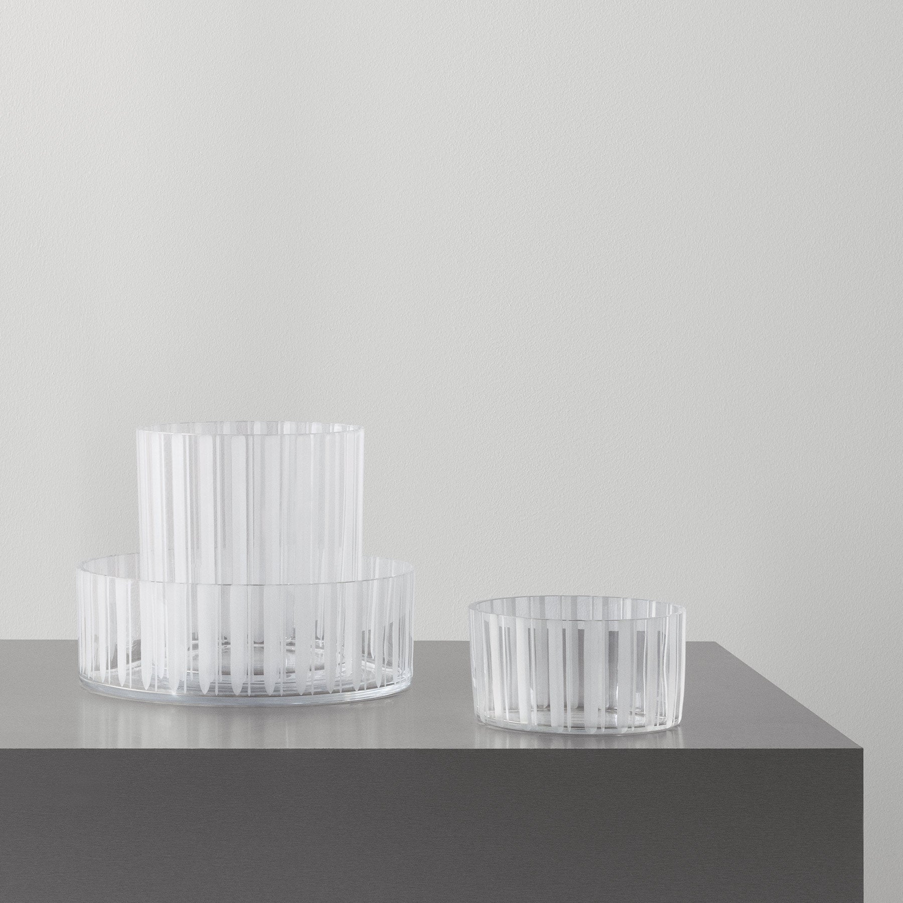 Cut In Number Striped Vase Low Orrefors