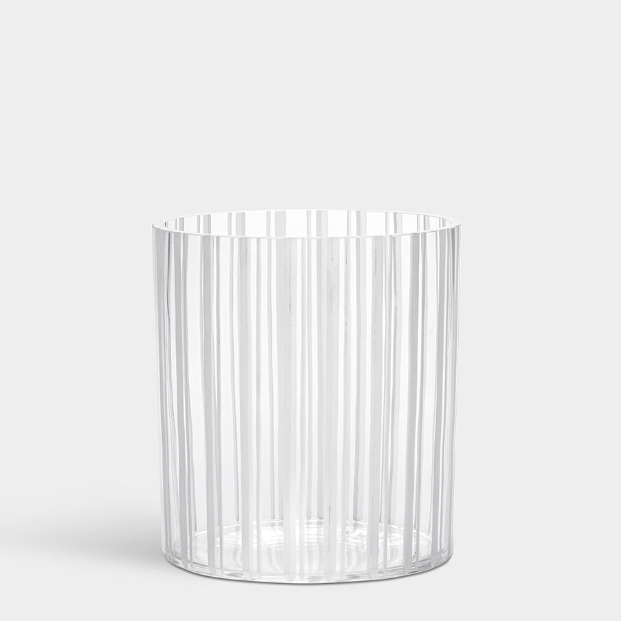 Cut In Number Striped Vase Low Orrefors