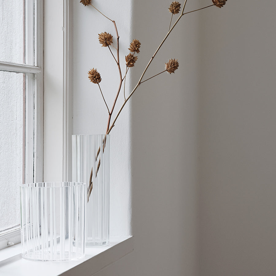 Cut In Number Striped Vase Low Orrefors