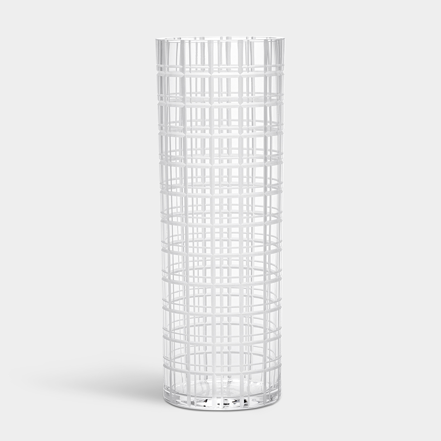 Cut In Number Checkered Vase Tall Orrefors
