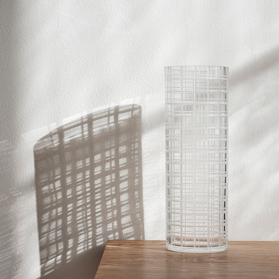 Cut In Number Checkered Vase Tall Orrefors