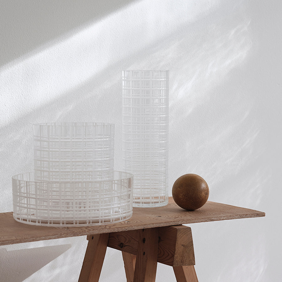 Cut In Number Checkered Vase Tall Orrefors