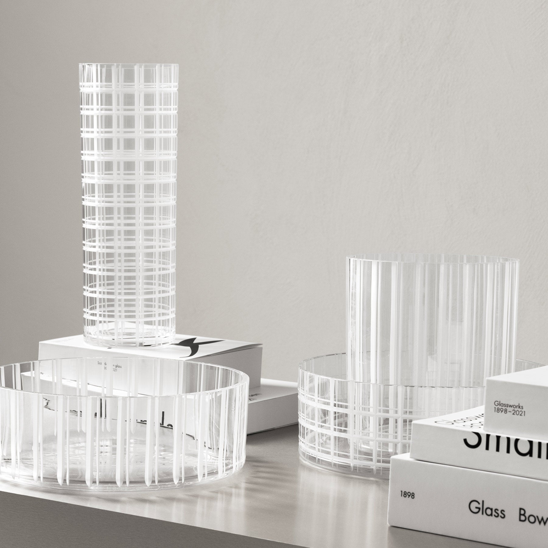 Cut In Number Checkered Vase Tall Orrefors