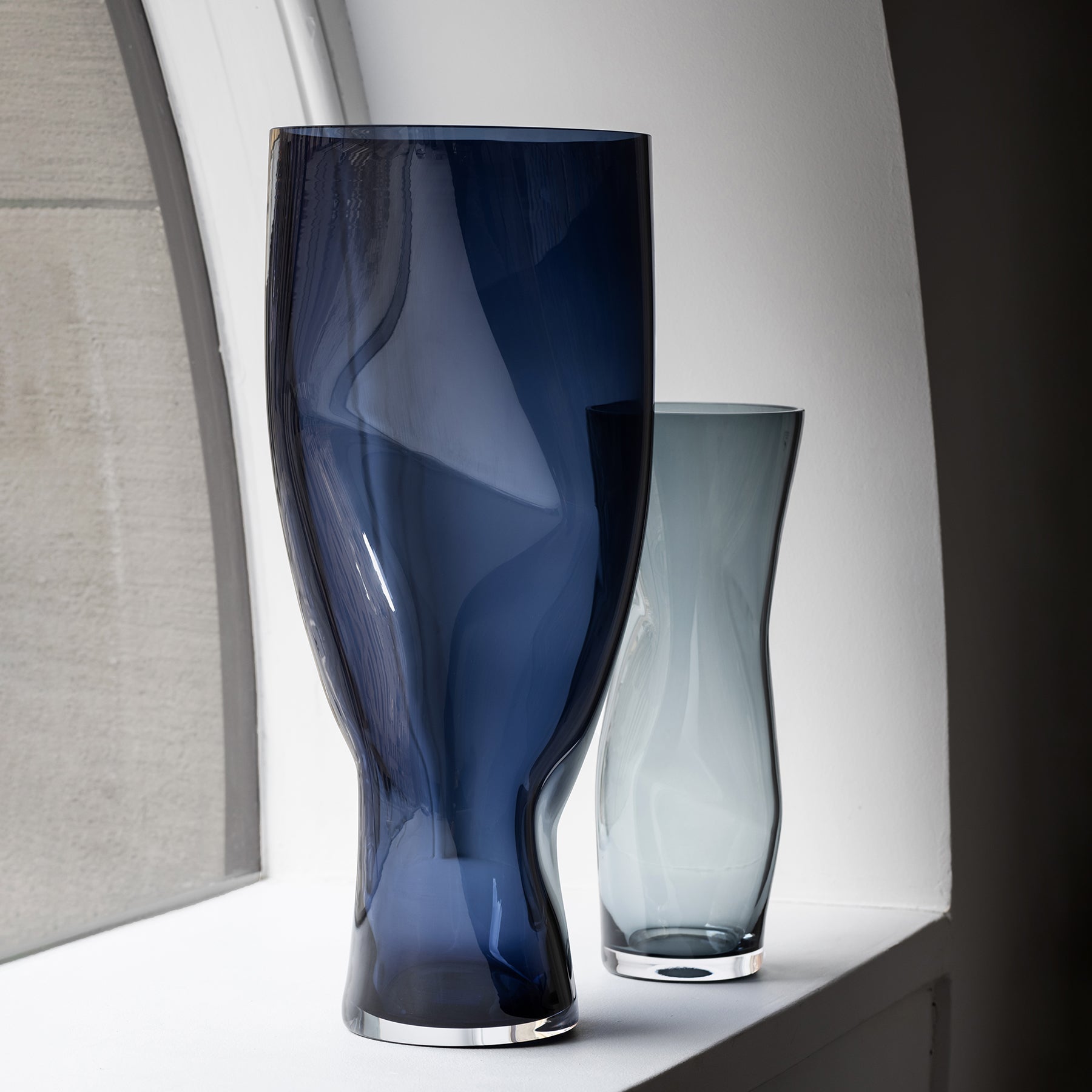 Squeeze Blue/Gray Vase Tall Orrefors
