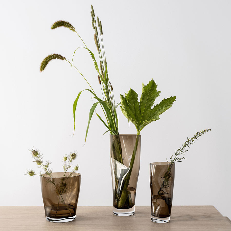 Squeeze Smokey Brown Vase Tall Orrefors