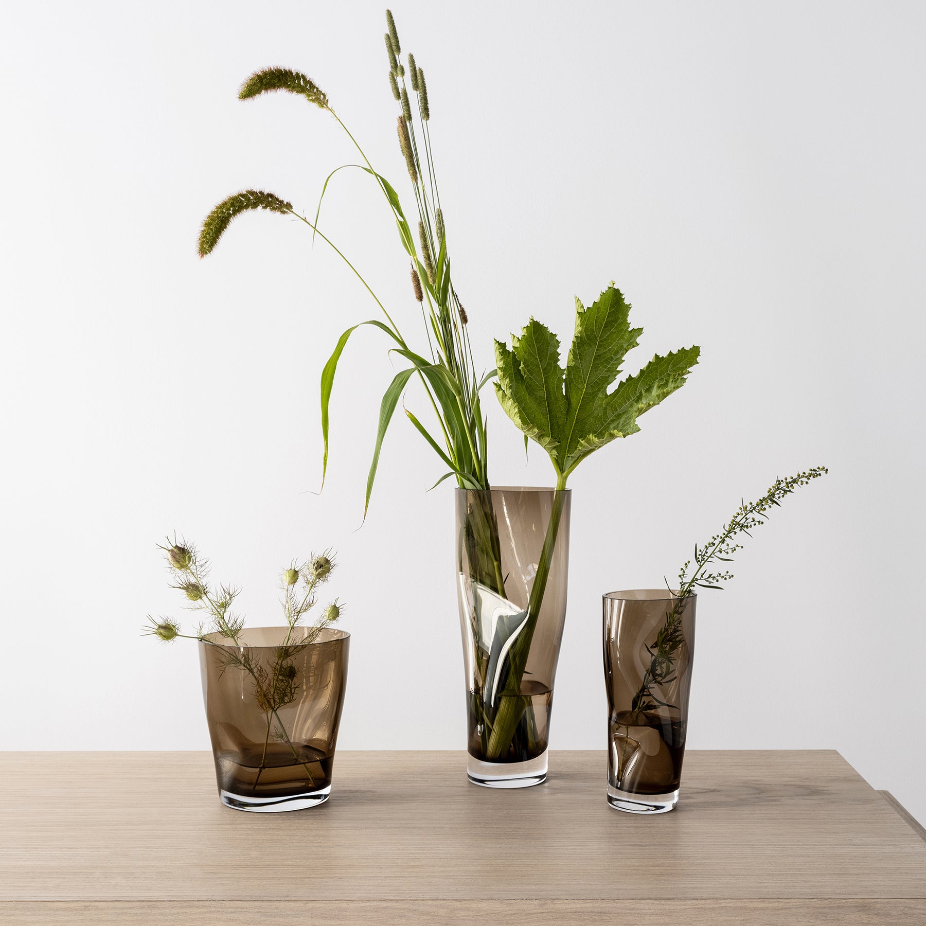 Squeeze Smokey Brown Tulip Vase Orrefors