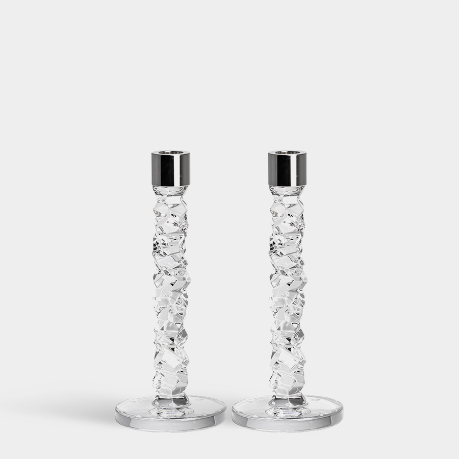 Carat Candlestick Silver Medium - Set of 2 Orrefors
