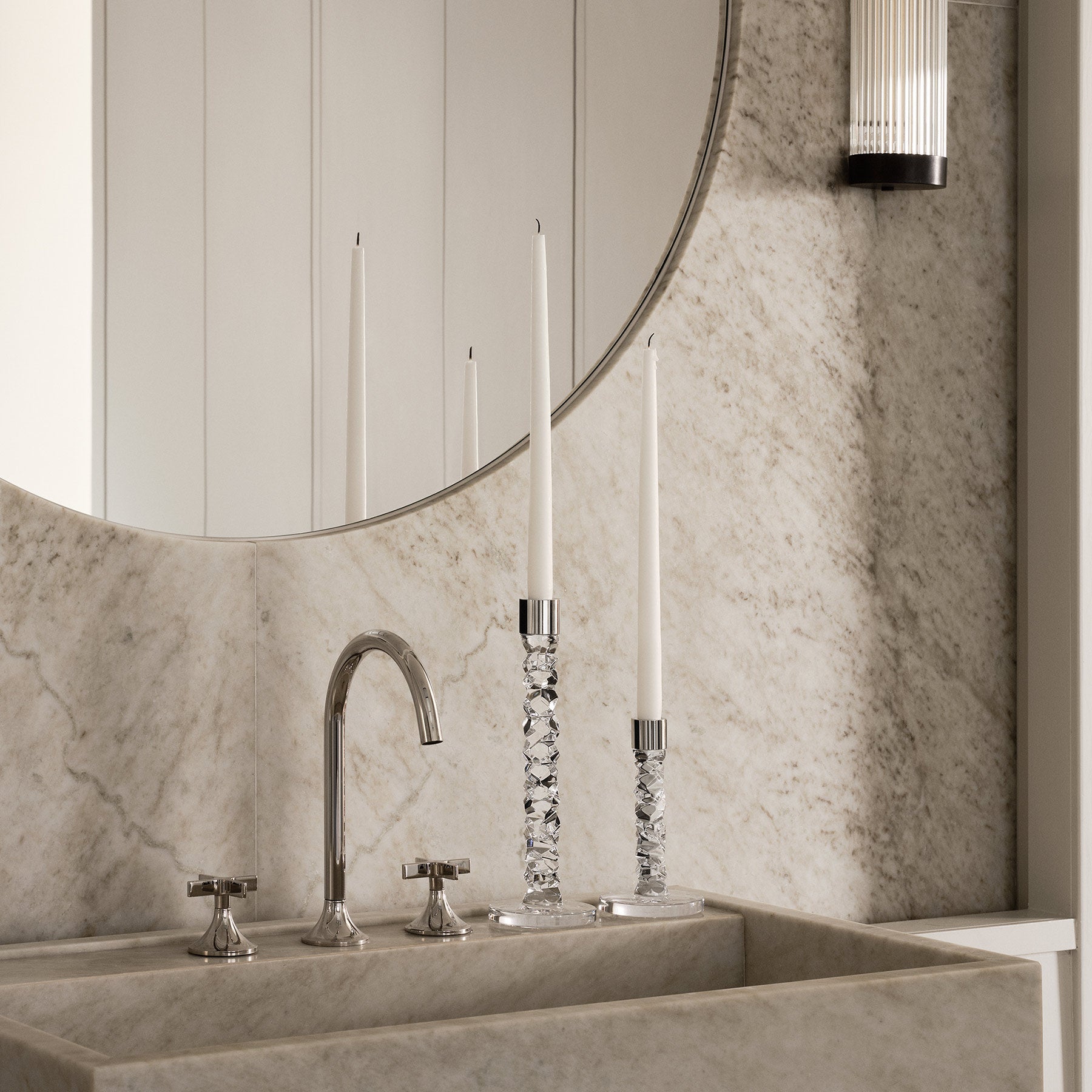 Carat Candlestick Silver Medium - Set of 2 Orrefors