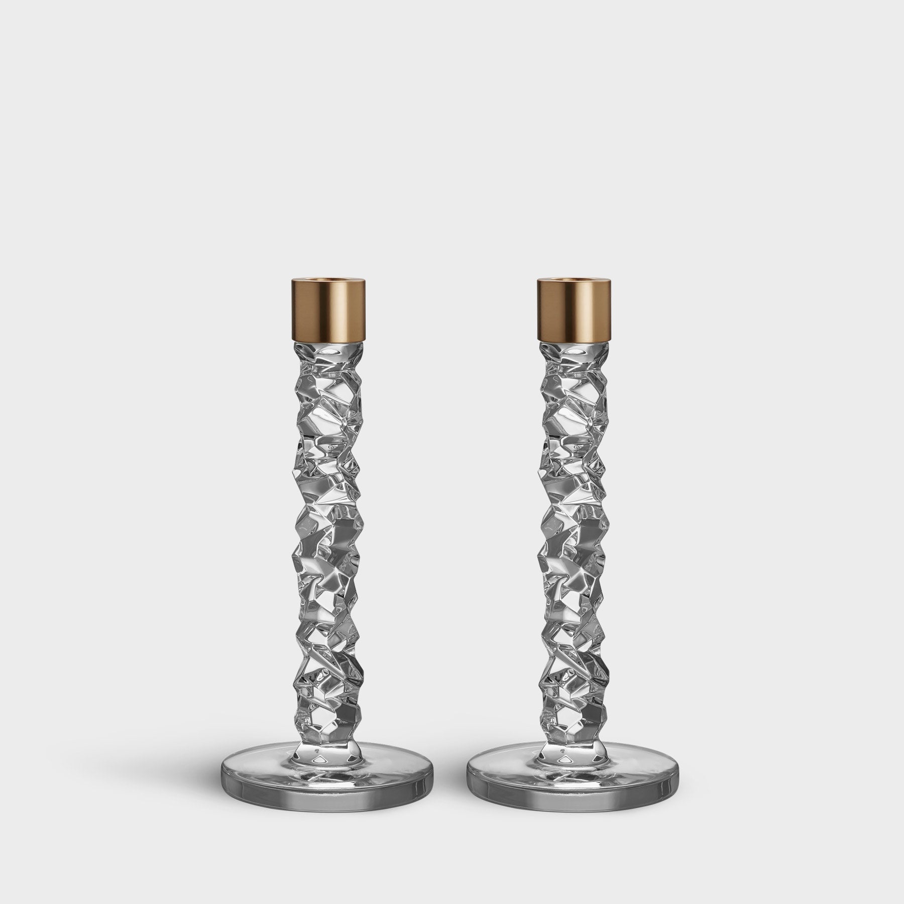 Carat Candlestick Brass Medium - Set of 2 Orrefors