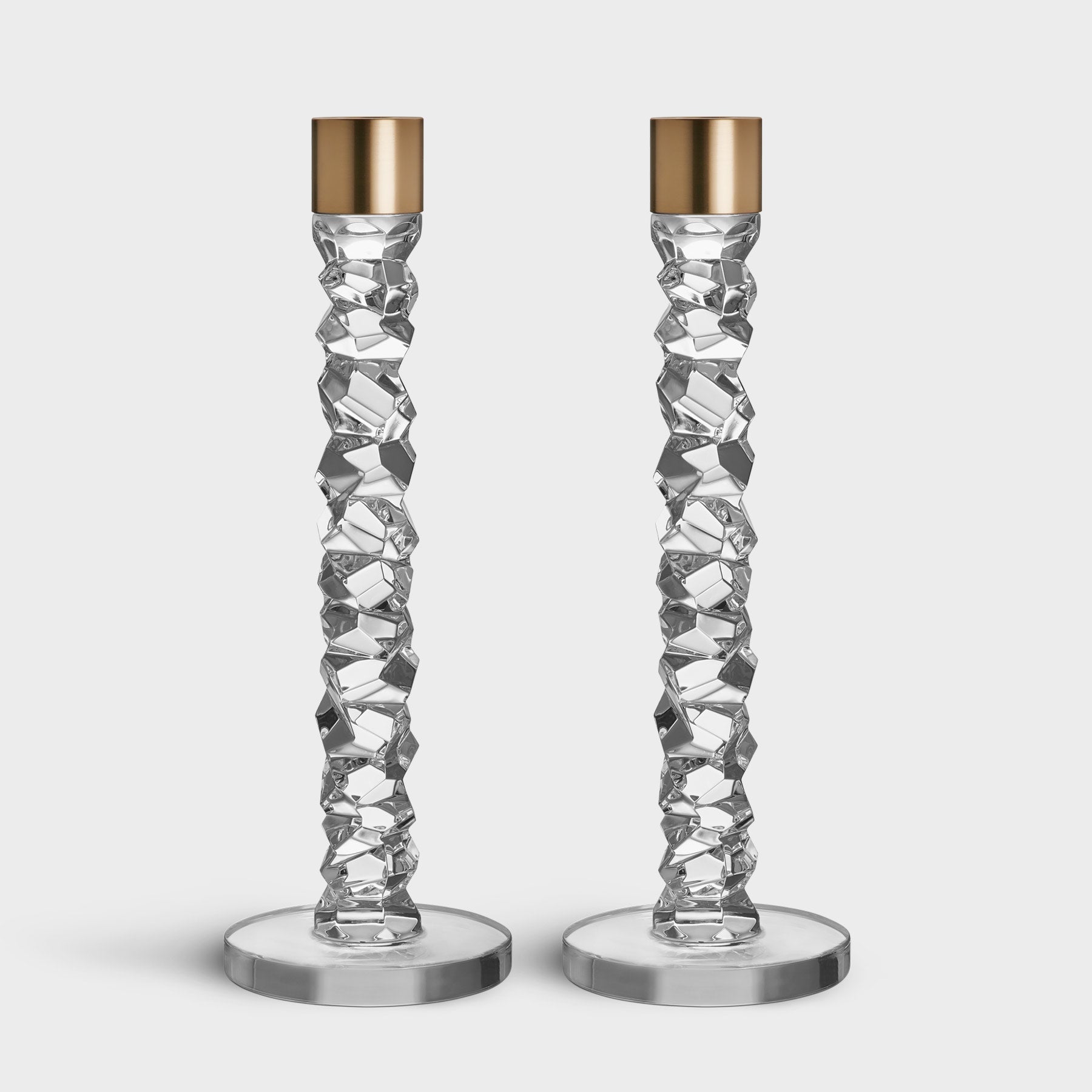 Carat Candlestick Brass Large - Set of 2 Orrefors