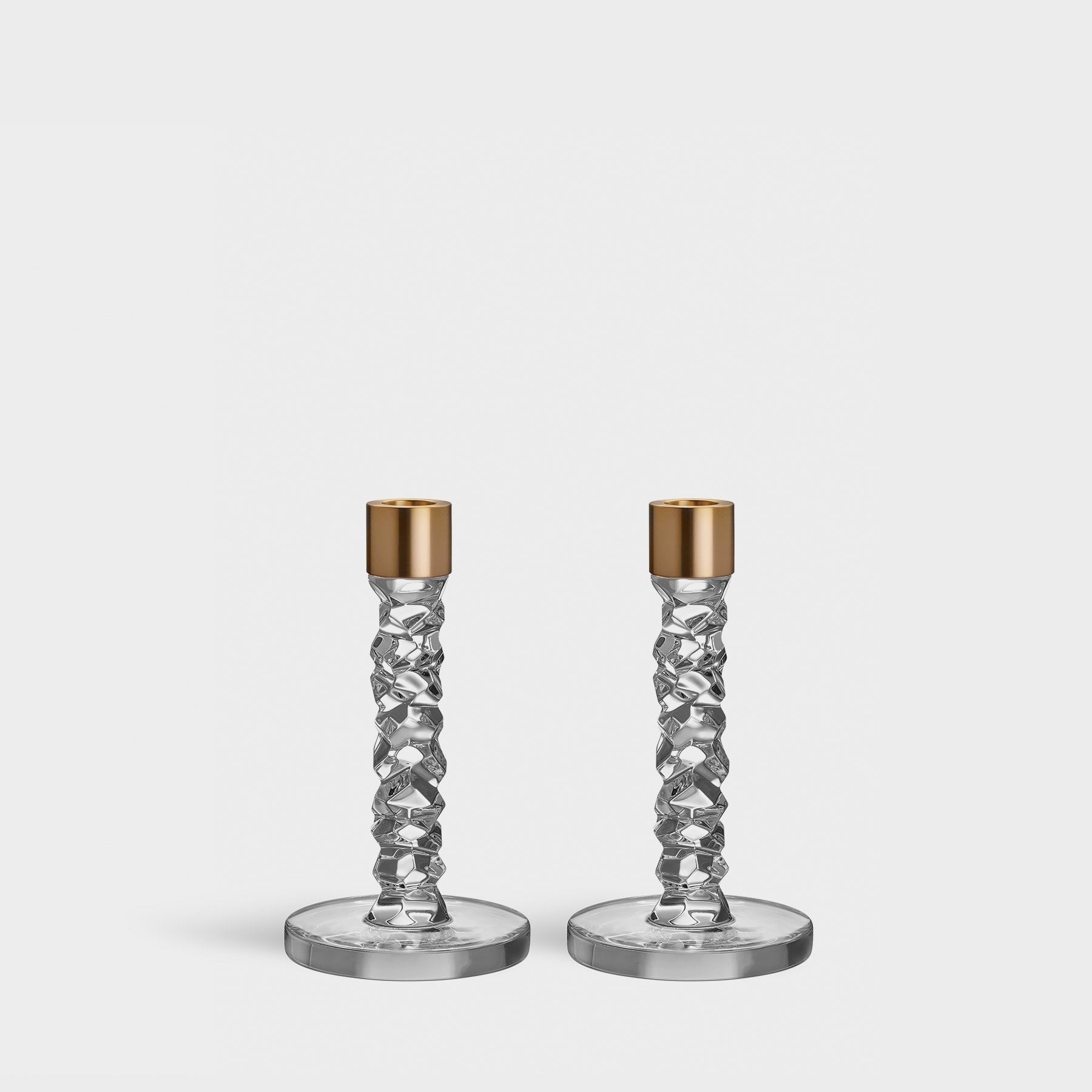 Carat Candlestick Brass Small - Set of 2 Orrefors