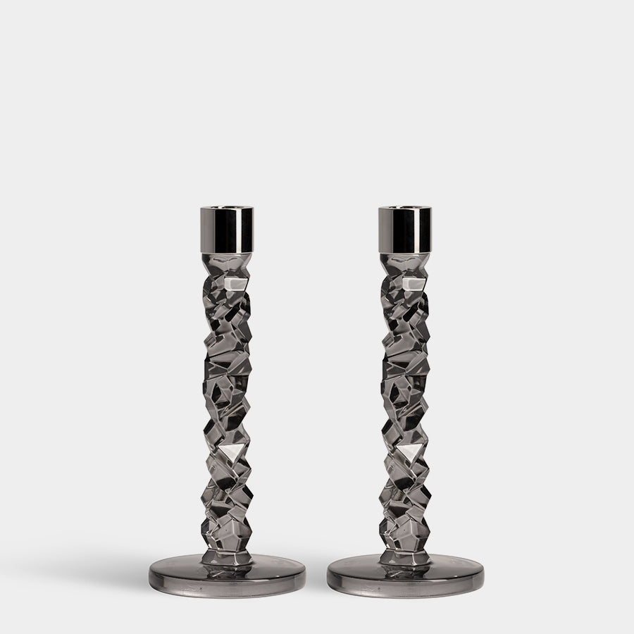 Carat Candlestick Graphite Medium - Set of 2 Orrefors