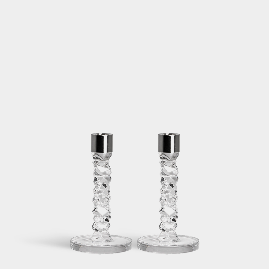 Carat Candlestick Silver Small - Set of 2 Orrefors