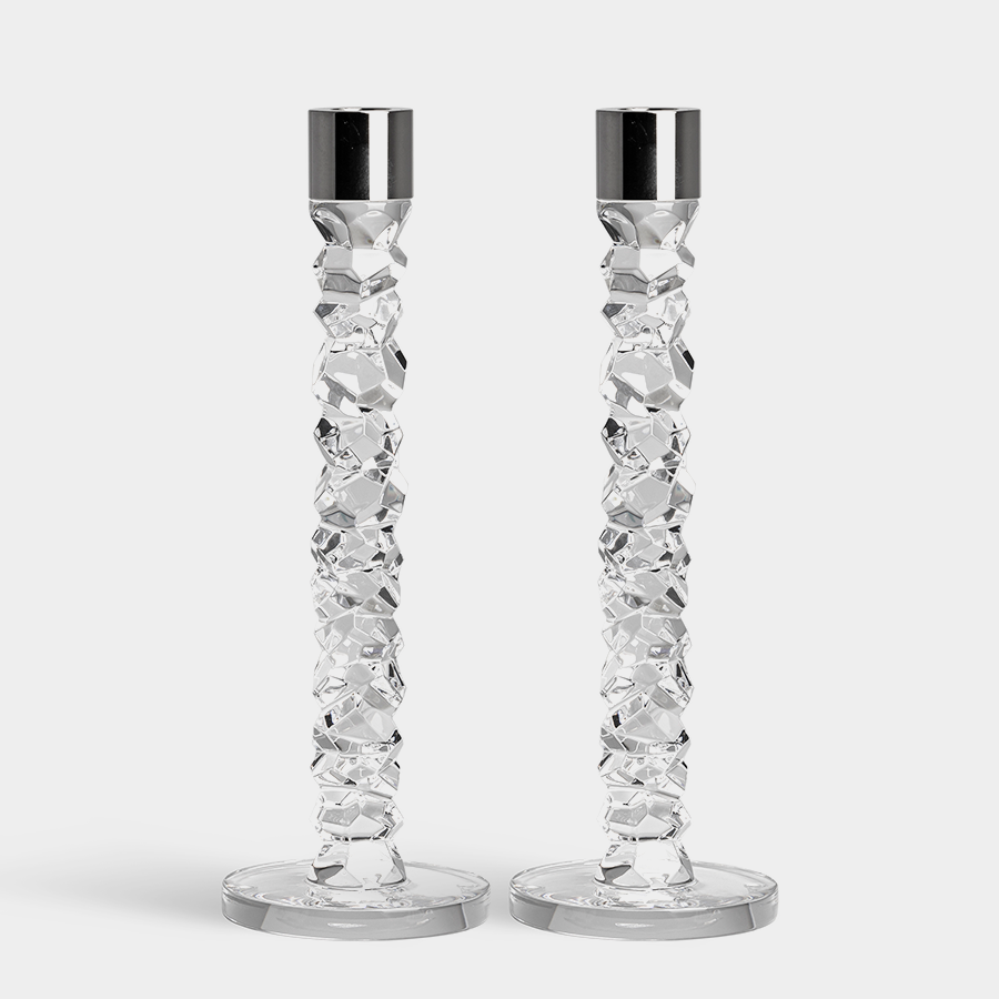 Carat Candlestick Silver Large - Set of 2 Orrefors
