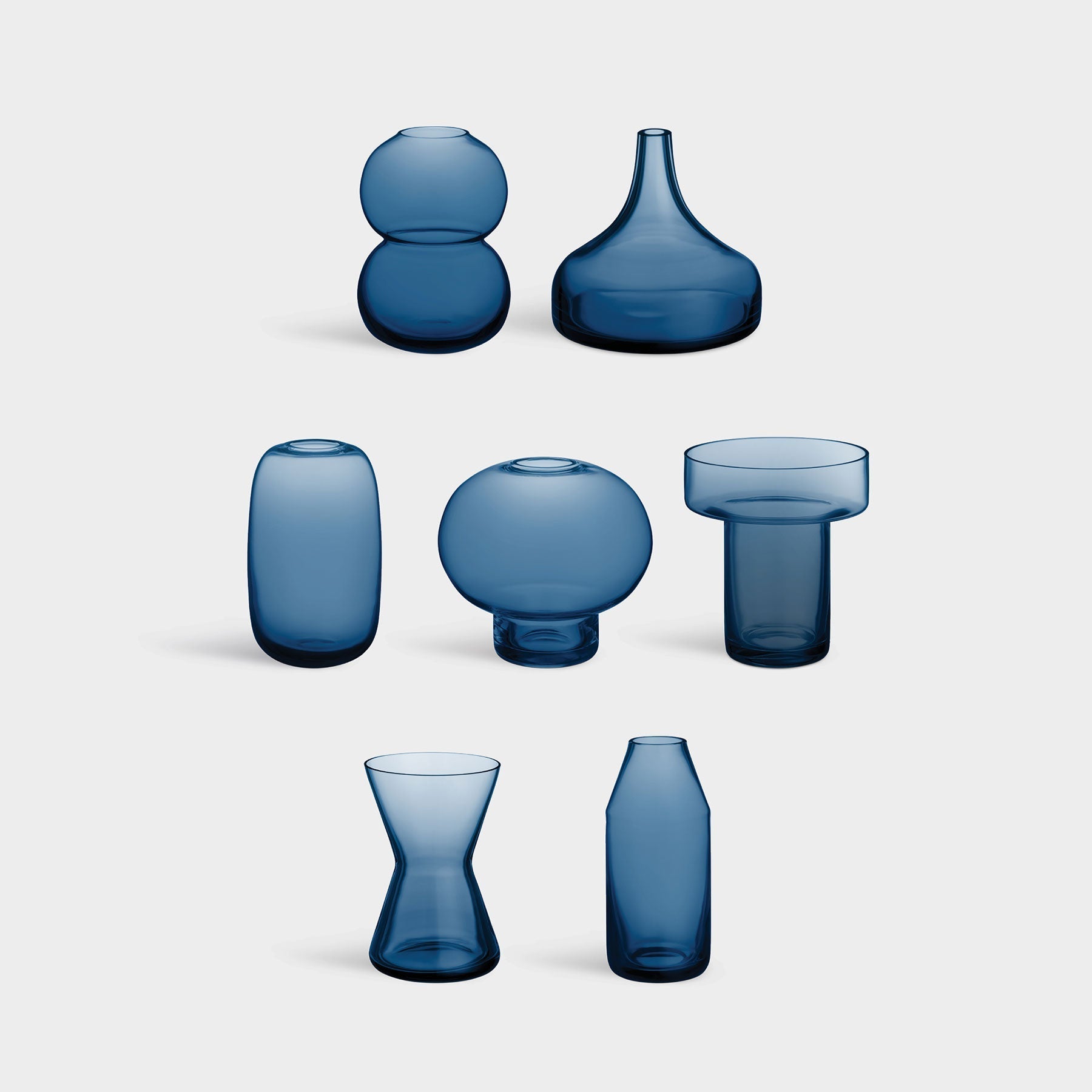 Midsummer Vases Midnight Blue Mini Set Of 7 Ltd Orrefors