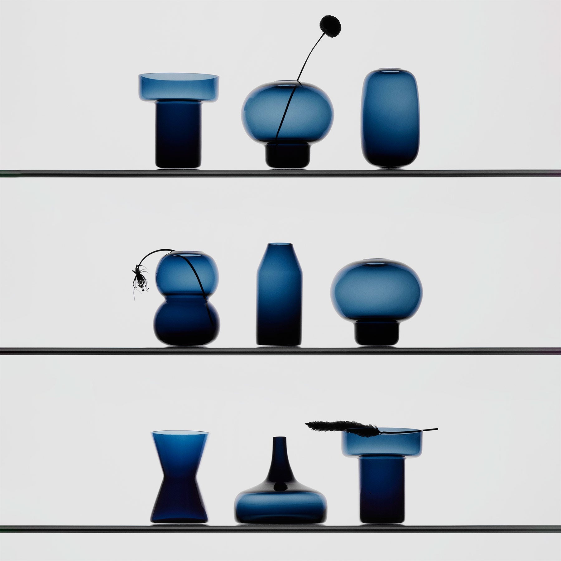 Midsummer Vases Midnight Blue Mini Set Of 7 Ltd Orrefors