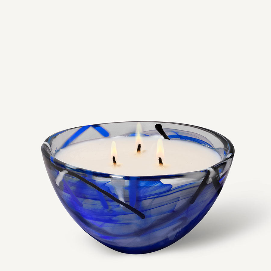 Contrast Blue Candle - Coastal Bloom Kosta Boda