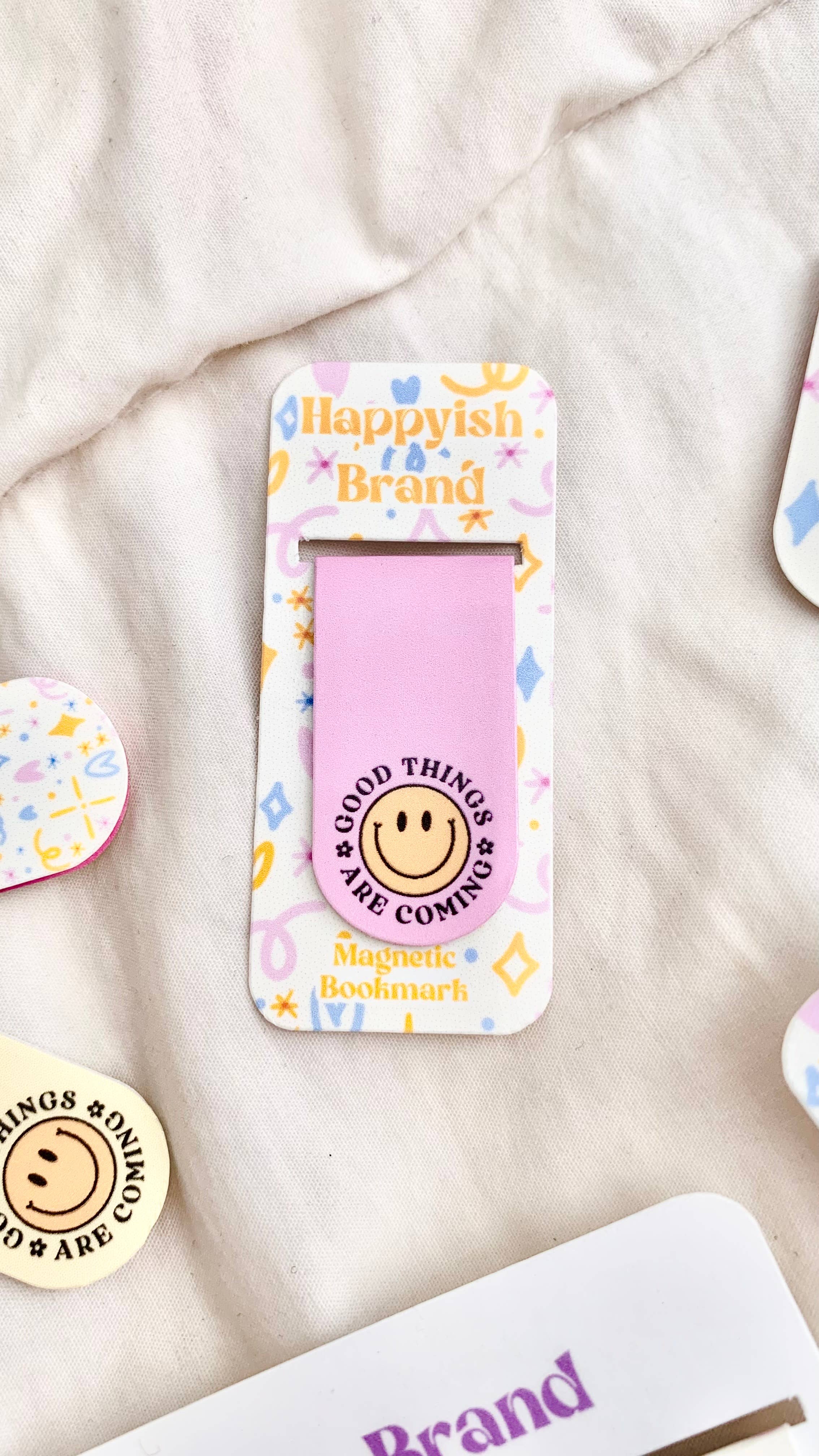 Smile Magnetic Bookmarks - Trendy Book & Planner Accessories: White Happyish Brand
