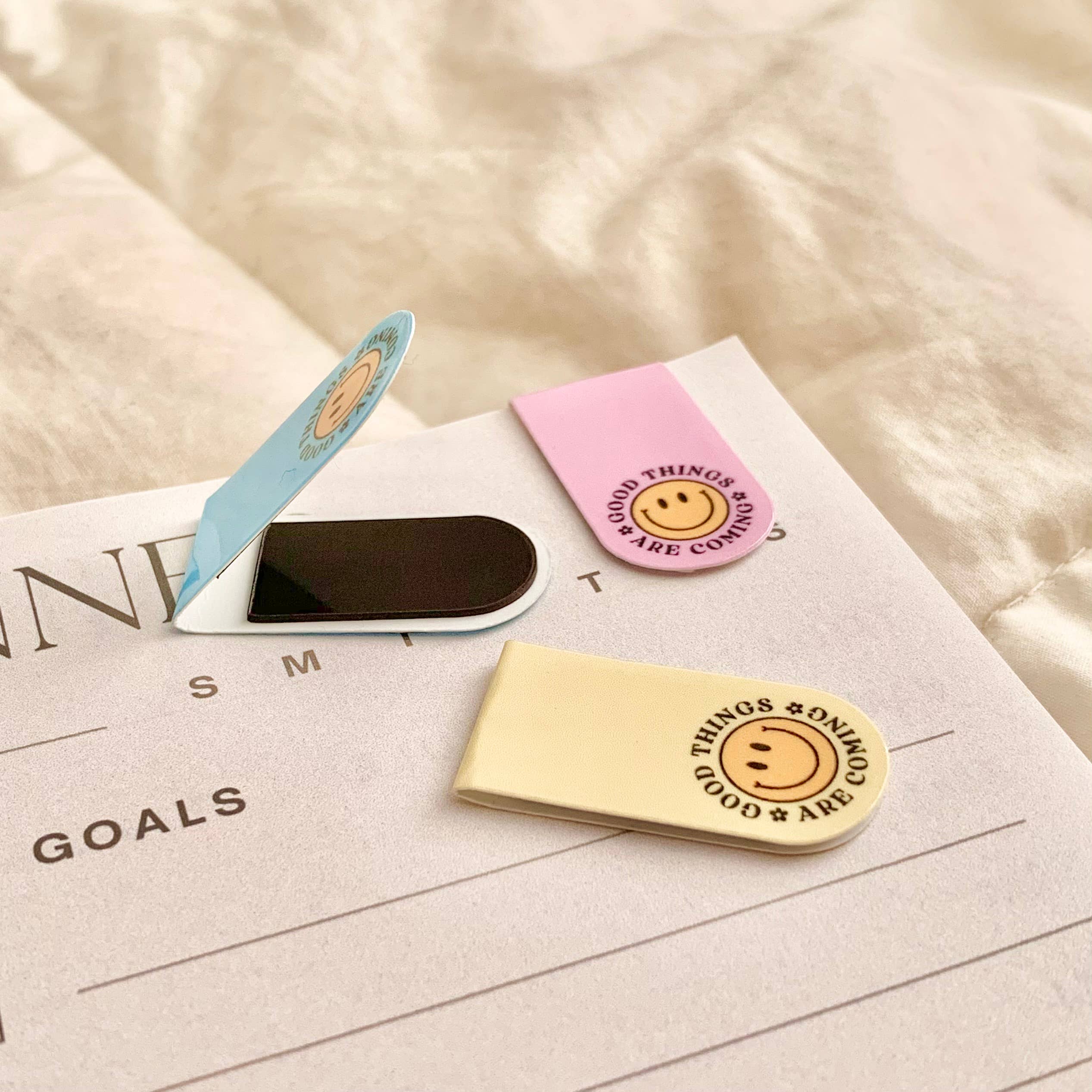 Smile Magnetic Bookmarks - Trendy Book & Planner Accessories: White Happyish Brand