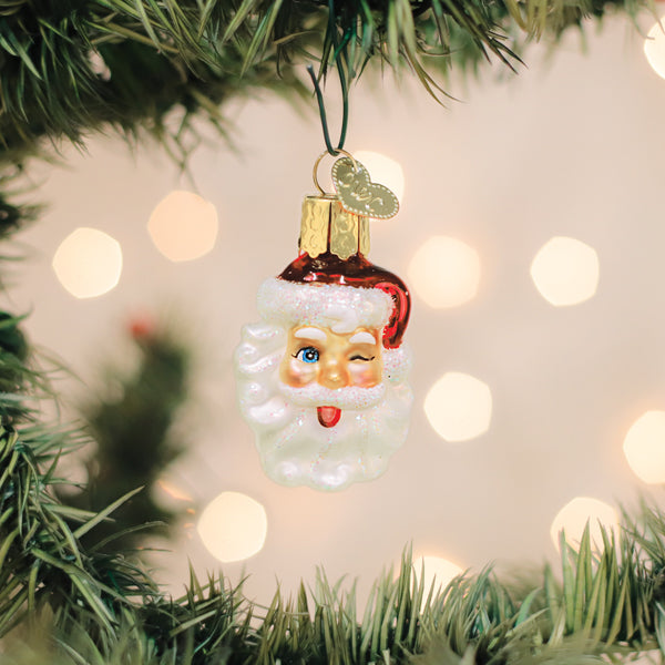 Mini Winking Santa Ornament Old World Christmas