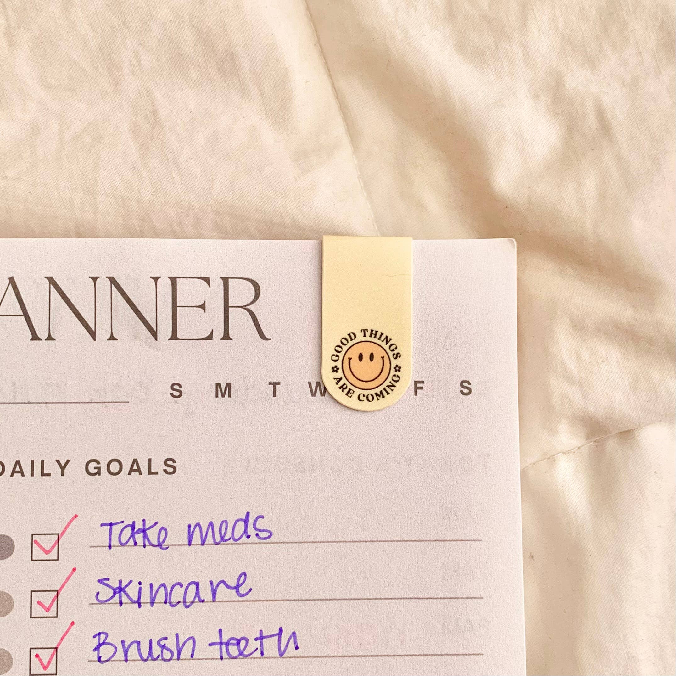 Smile Magnetic Bookmarks - Trendy Book & Planner Accessories: White Happyish Brand