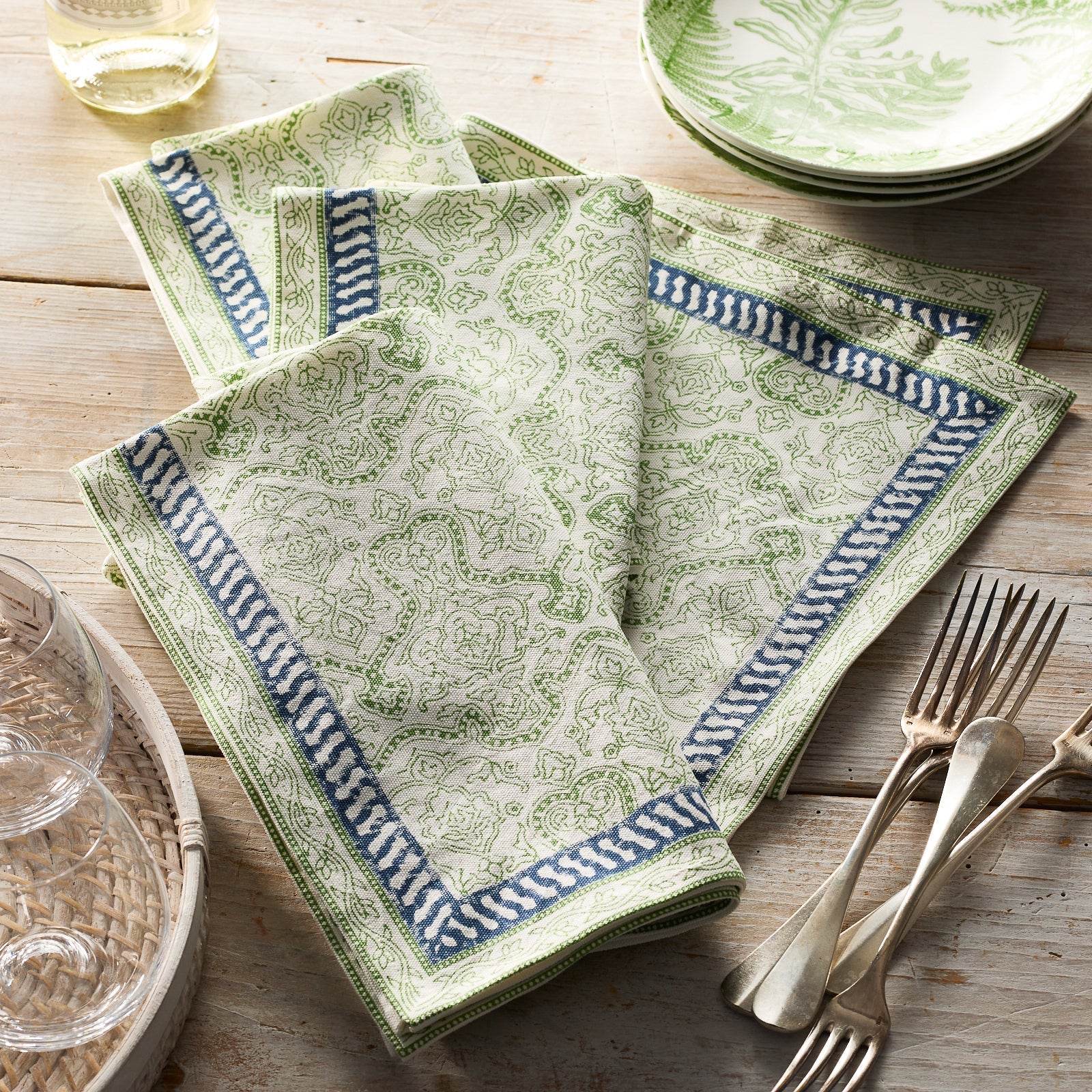 Block Island Block Print Dinner Napkins