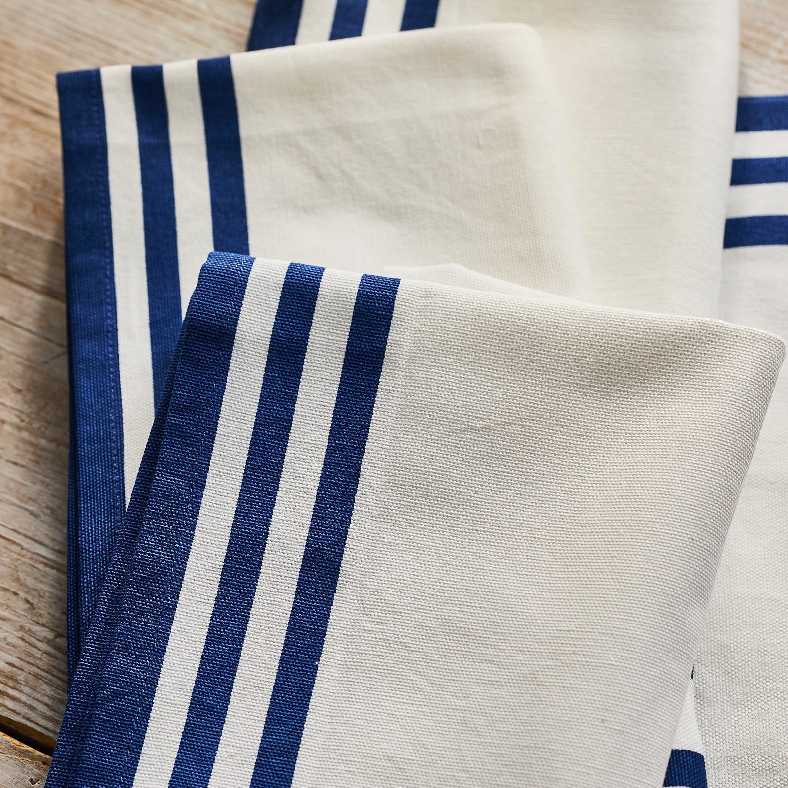 Triple Stripe Blue Dinner Napkins