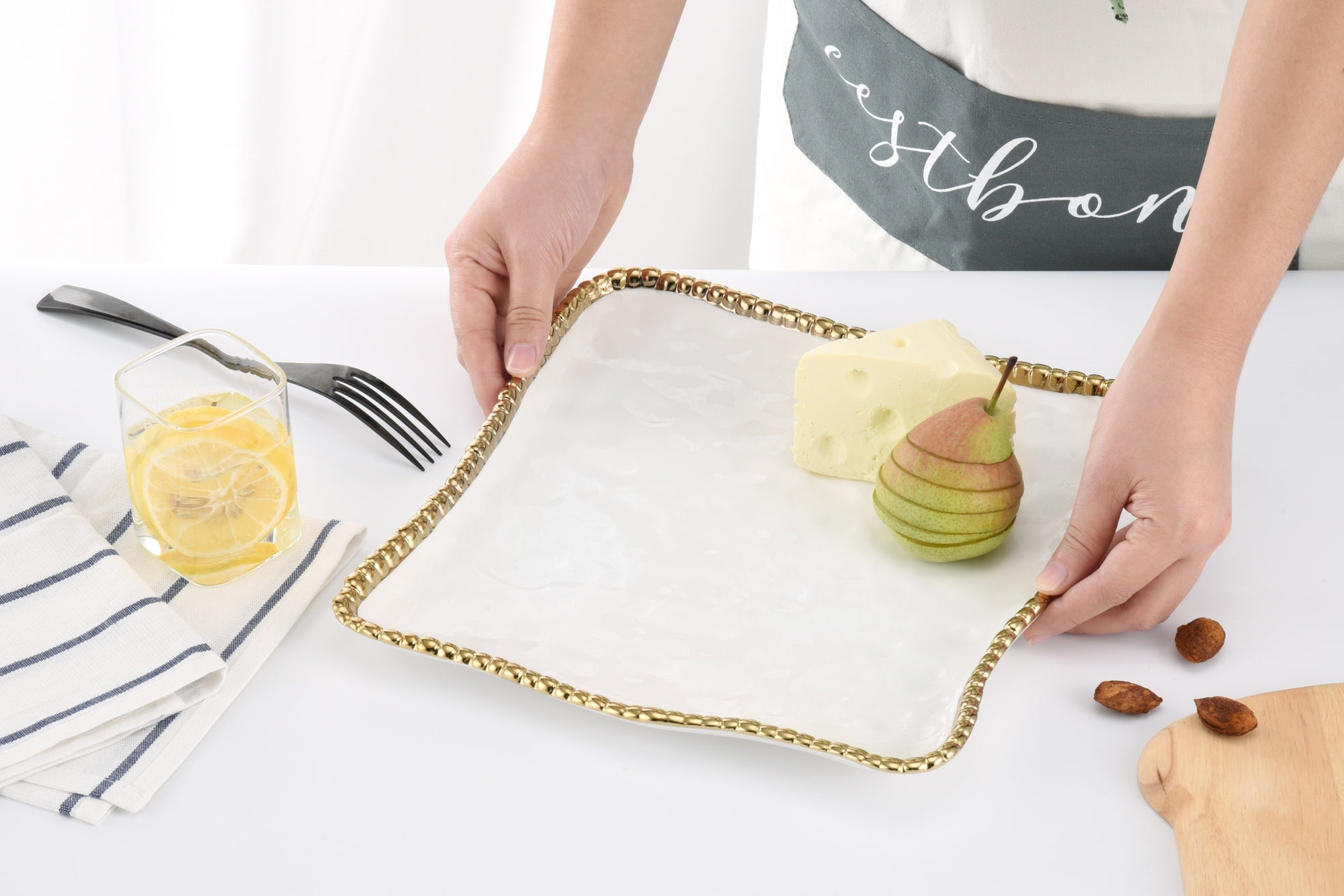 Golden Salerno Square Serving Platter Pampa Bay