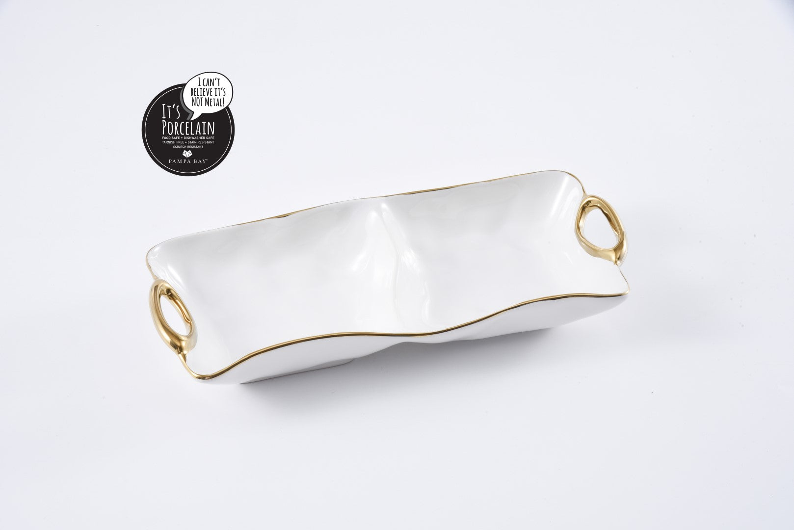 Golden Handles 2-Section Server