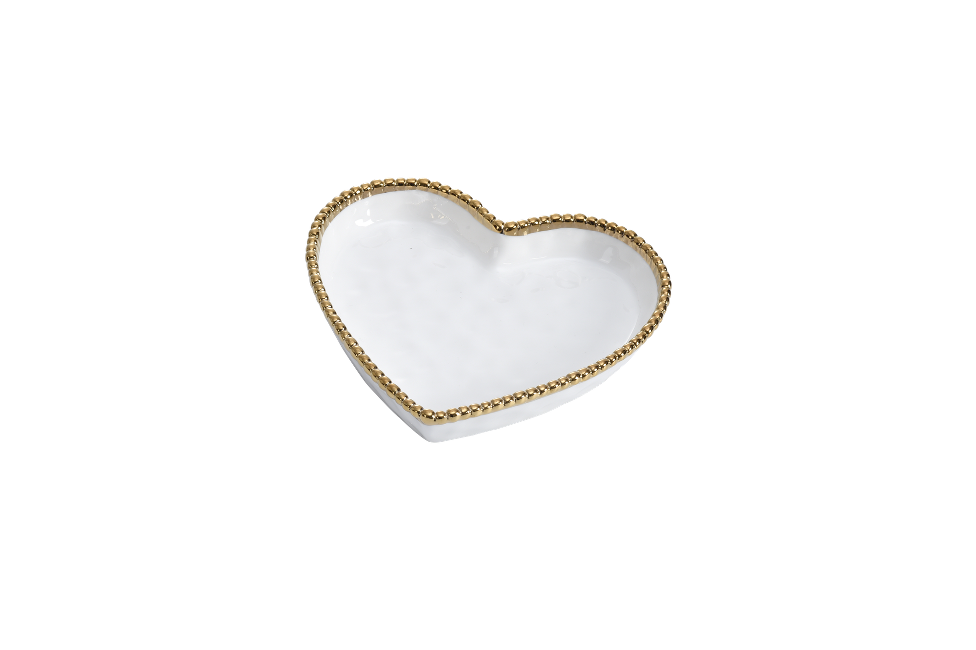 Love In The Air Heart Dish White with Gold Trim Pampa Bay