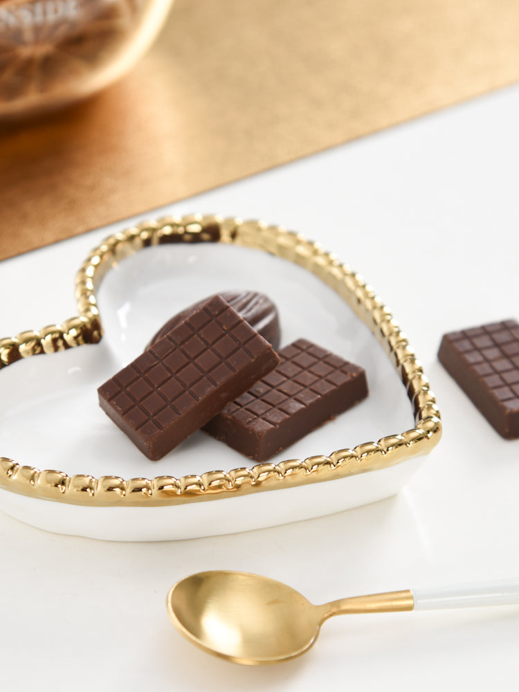 Love In The Air Mini Heart Dish White with Gold Trim Pampa Bay