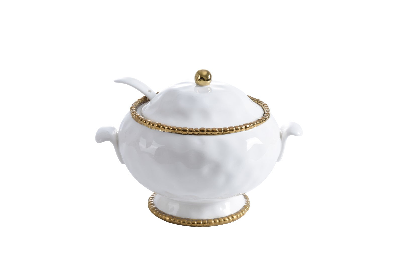 Golden Salerno Soup Tureen & Spoon Pampa Bay
