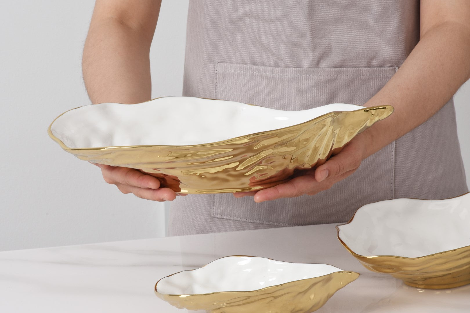 The Oysters Large Oyster Bowl Golden Exterior Pampa Bay