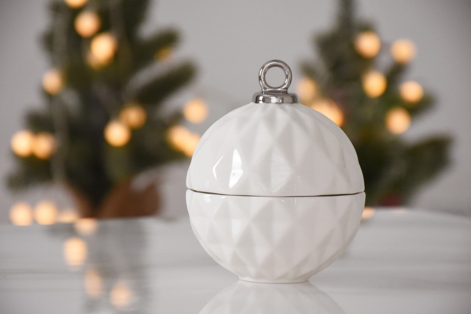 For The Holidays Small Ornament Bowl, Silver Trim Pampa Bay