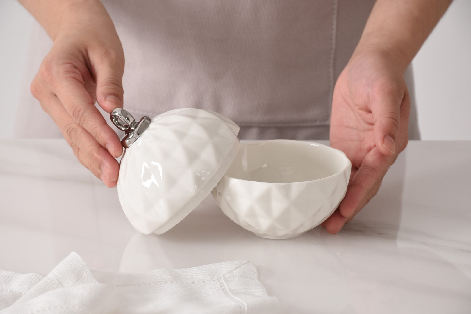 For The Holidays Small Ornament Bowl, Silver Trim Pampa Bay