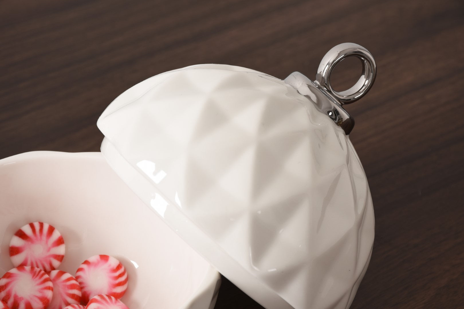 For The Holidays Large Ornament Bowl, Silver Trim Pampa Bay