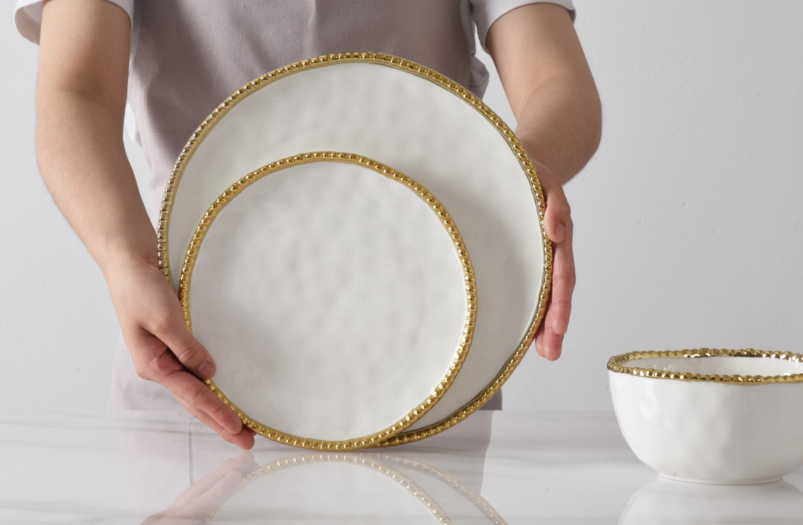 Golden Salerno Round Salad Plate Pampa Bay