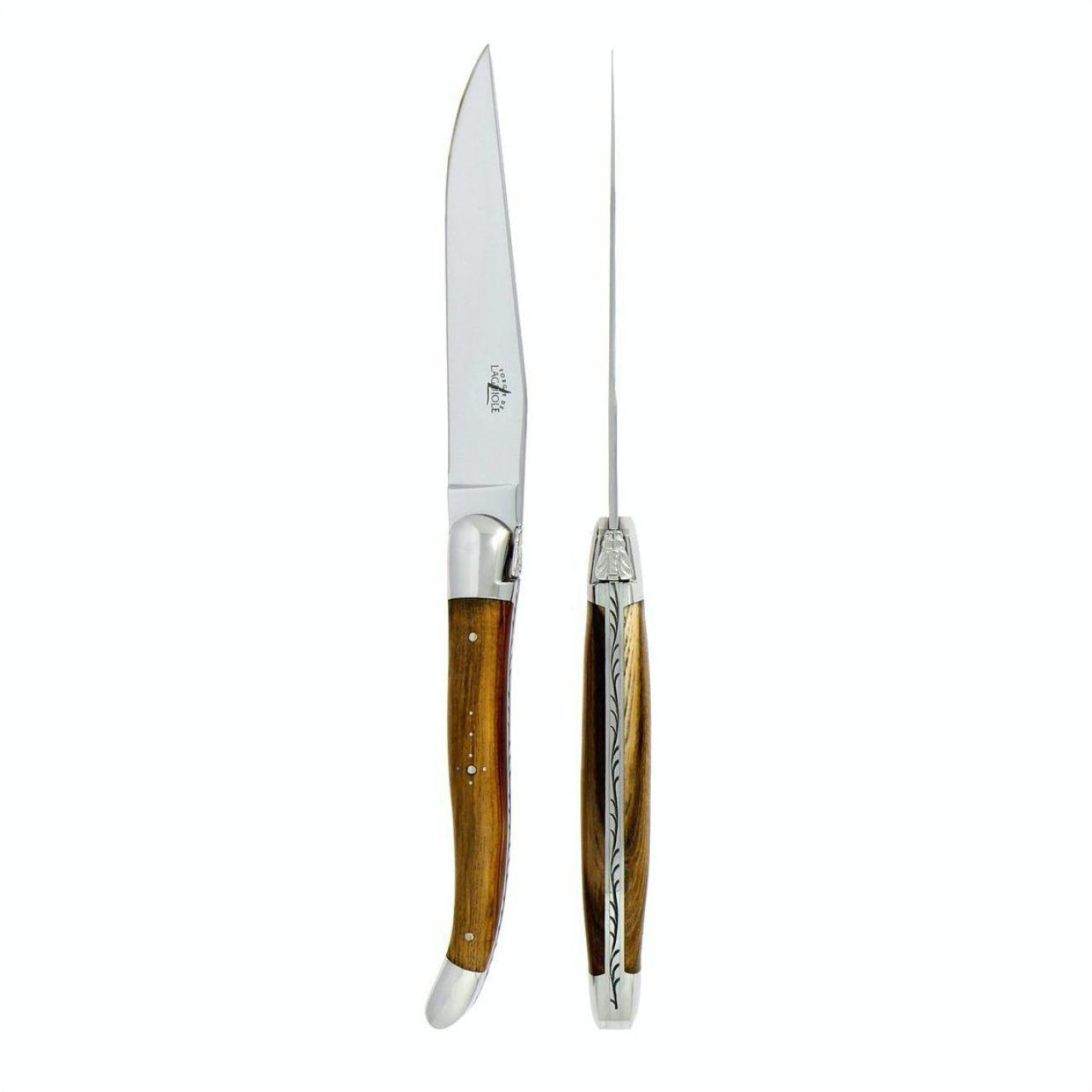 Forge de Laguiole 2 Piece Steak Knife Set Pistachio Handle Shiny Finish
