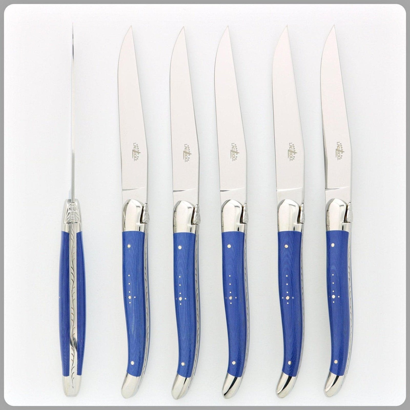 Forge de Laguiole 6 Piece Steak Knife Set Fabric Series Blue