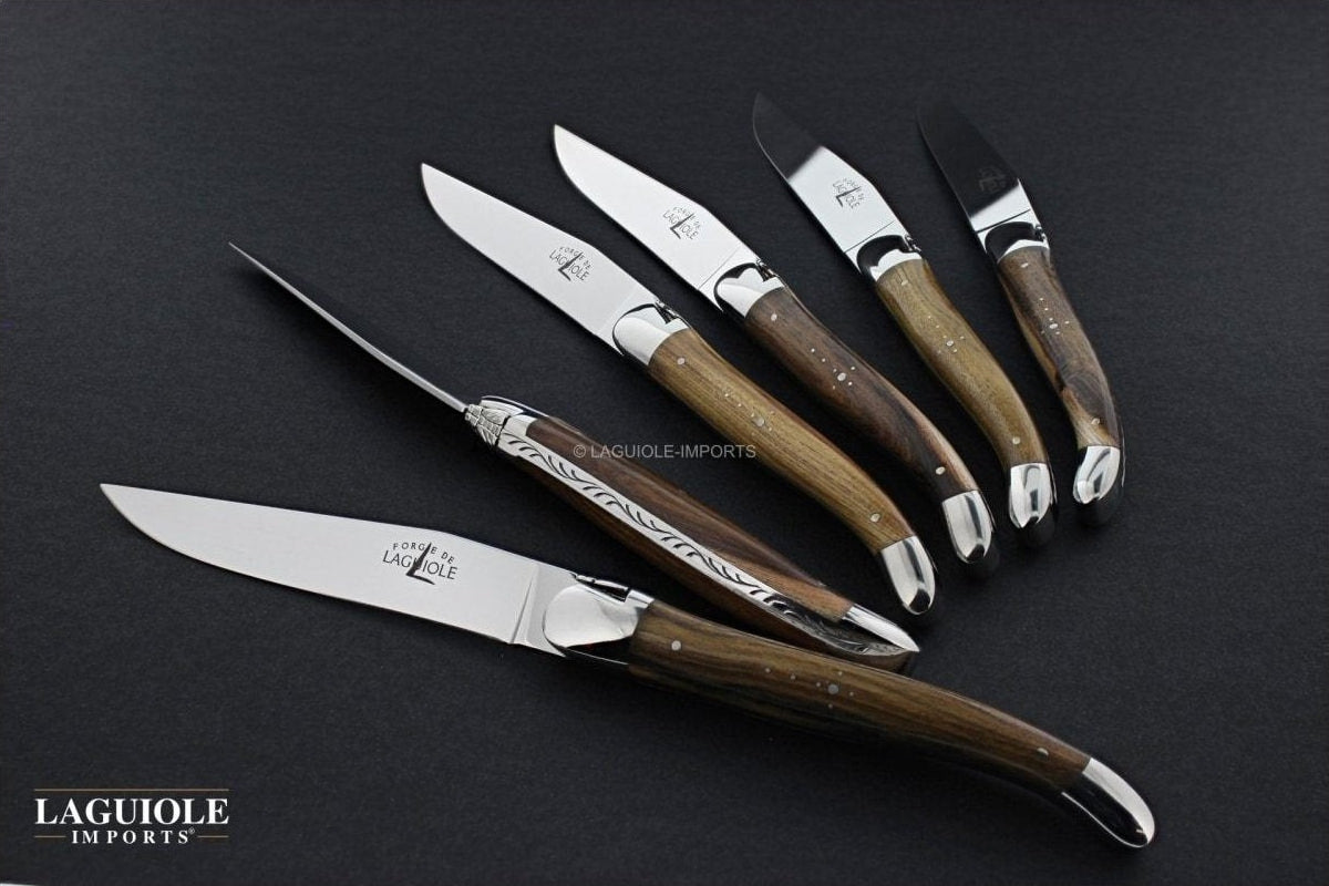 Forge de Laguiole 6 Piece Steak Knife Set Pistachio Handle Shiny Finish