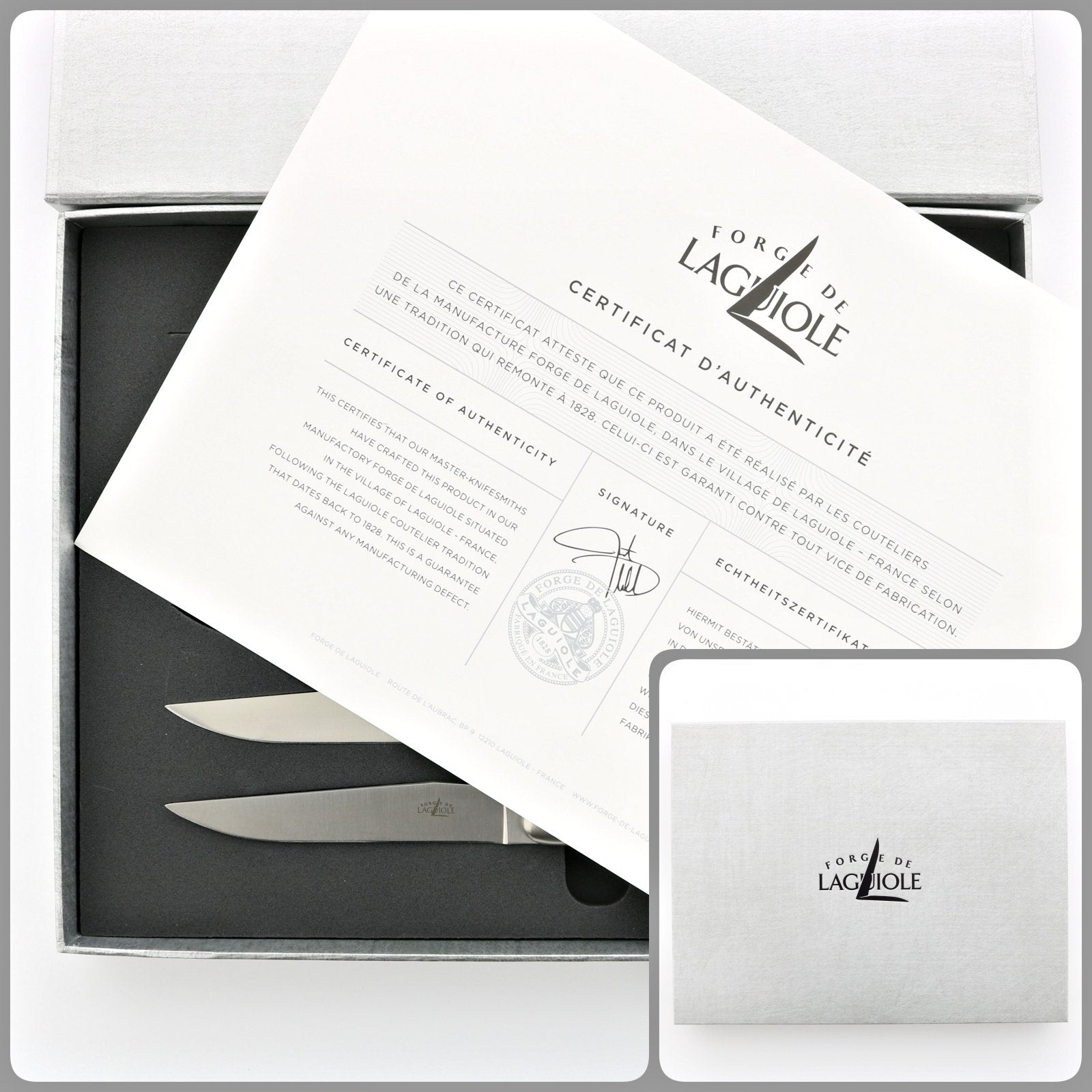 Forge de Laguiole 6 Piece Steak Knife Set Walnut Shiny Finish