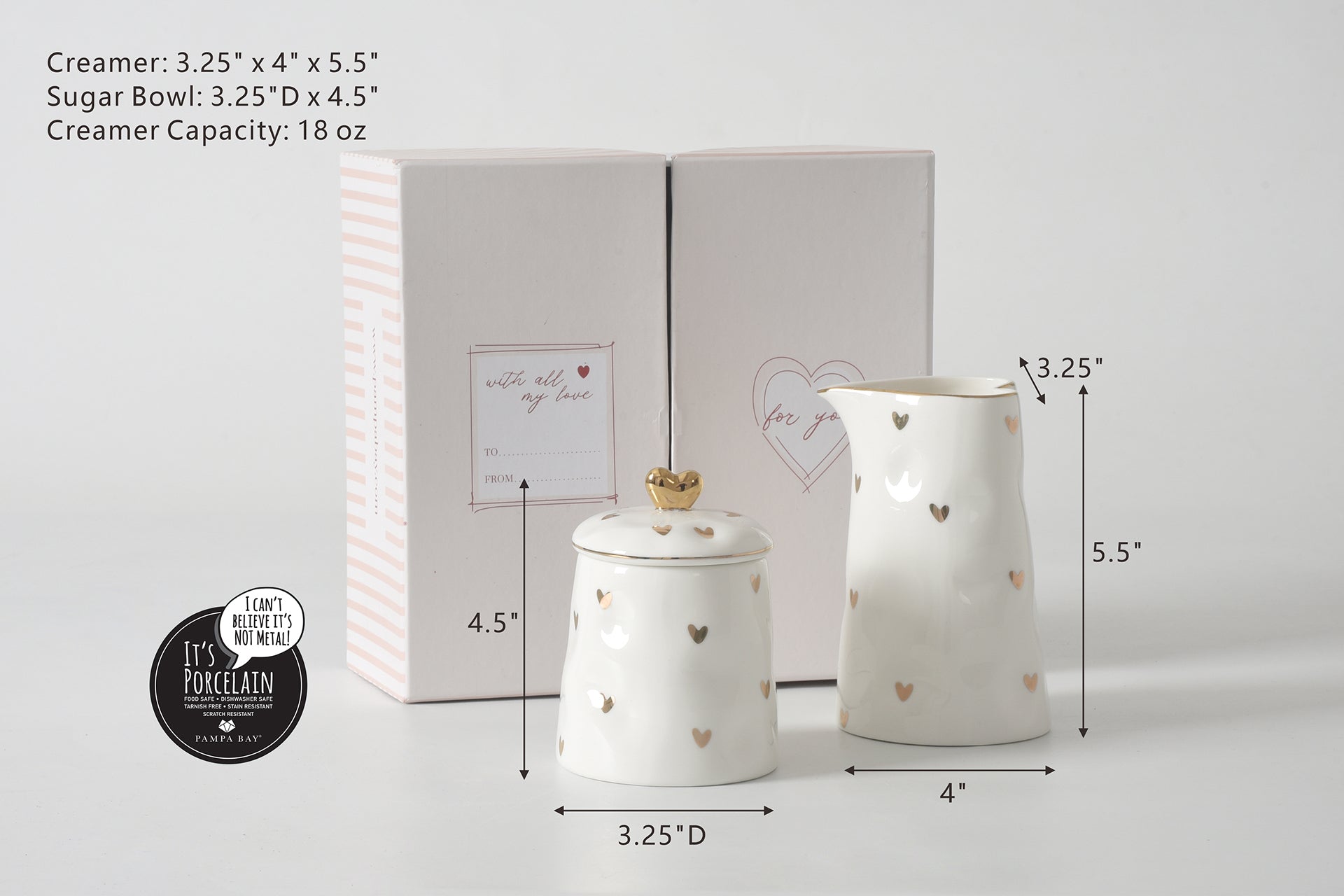 Heart To Heart Sugar Bowl & Creamer Set Pampa Bay