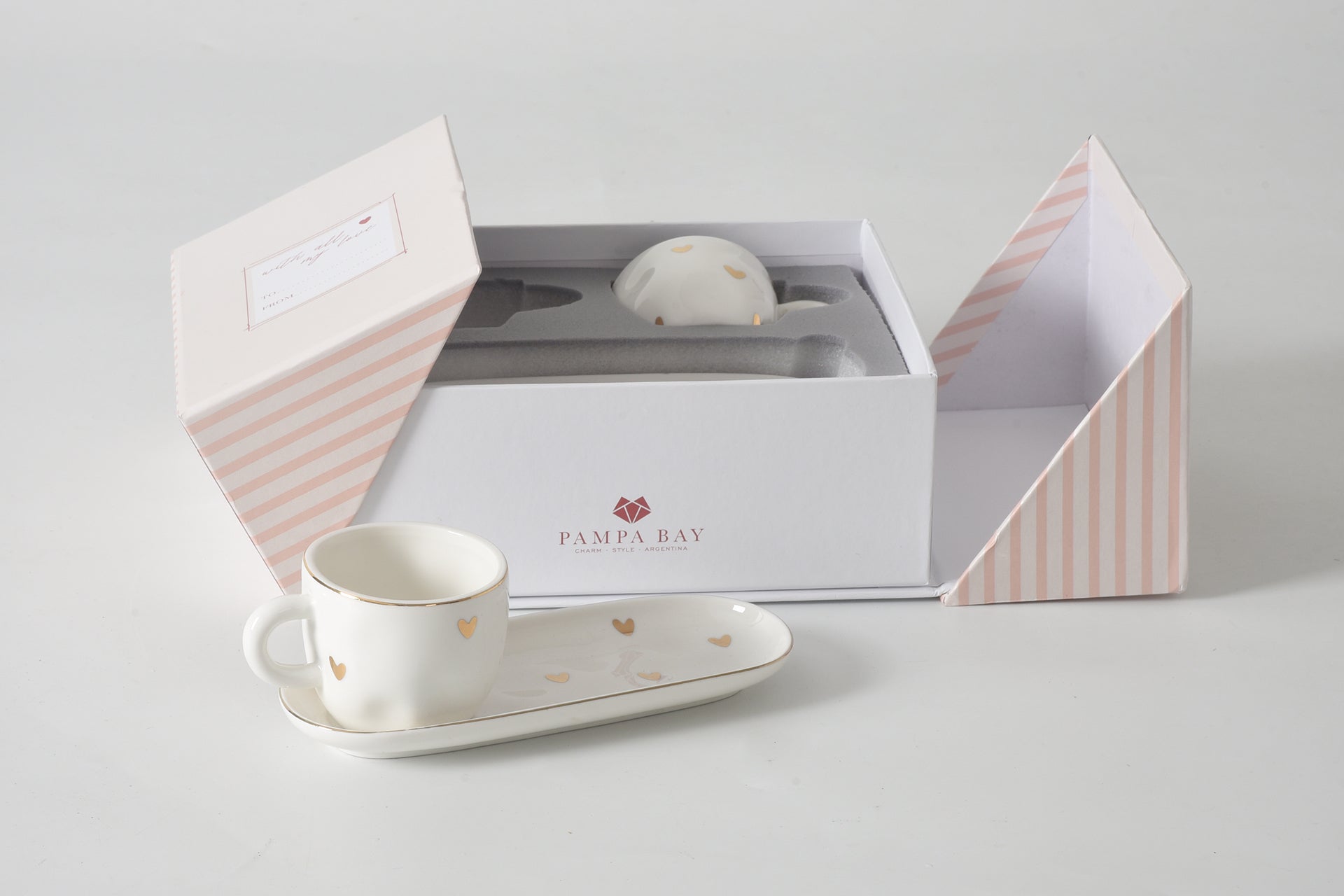 Heart To Heart Set of 2 Espresso Cups & Saucers Pampa Bay