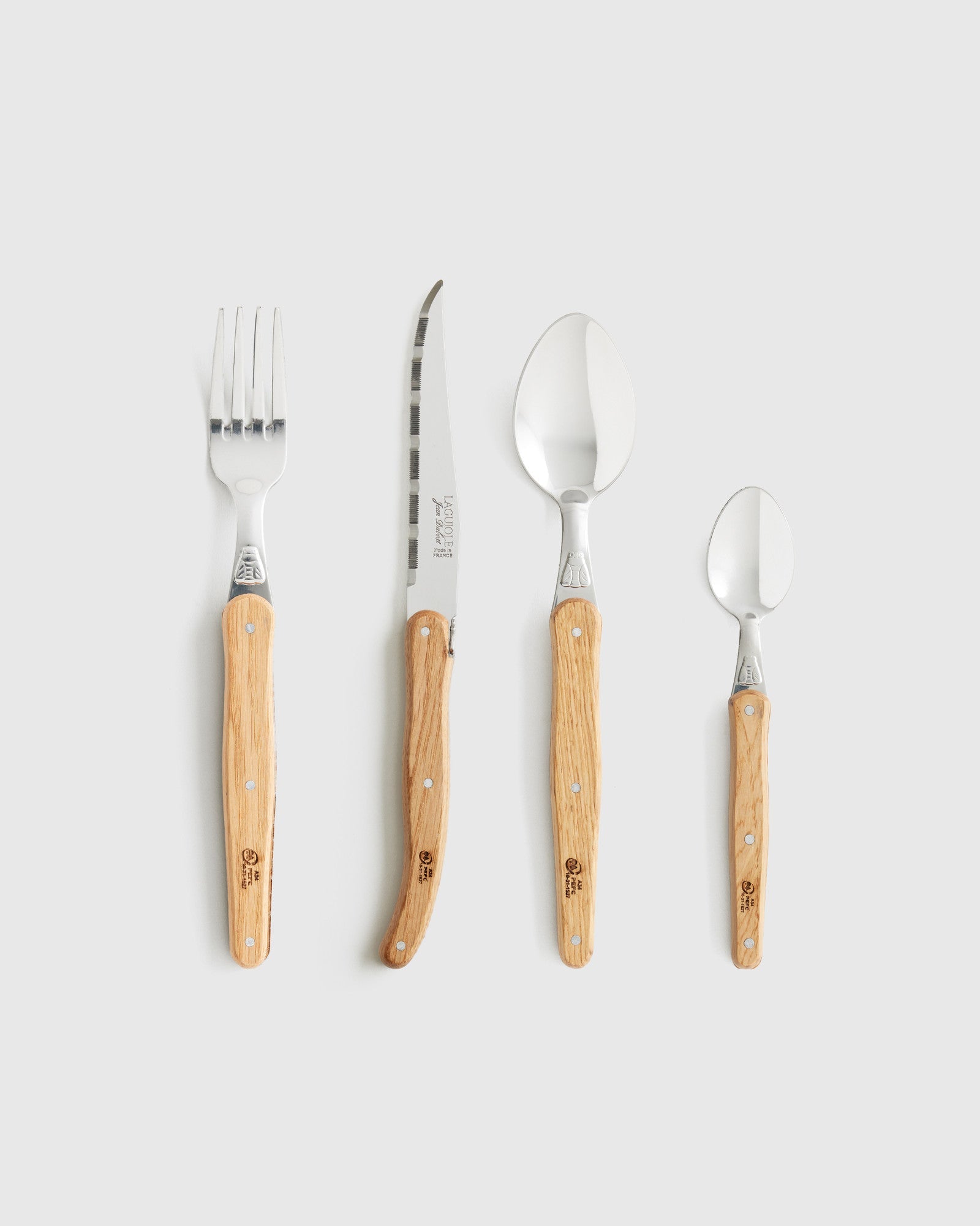 Jean Dubost 24 piece Flatware Set with Oak Handles | Authentic The French Farm